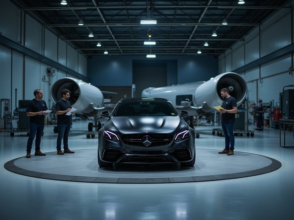 Mercedes E63 in Hangar