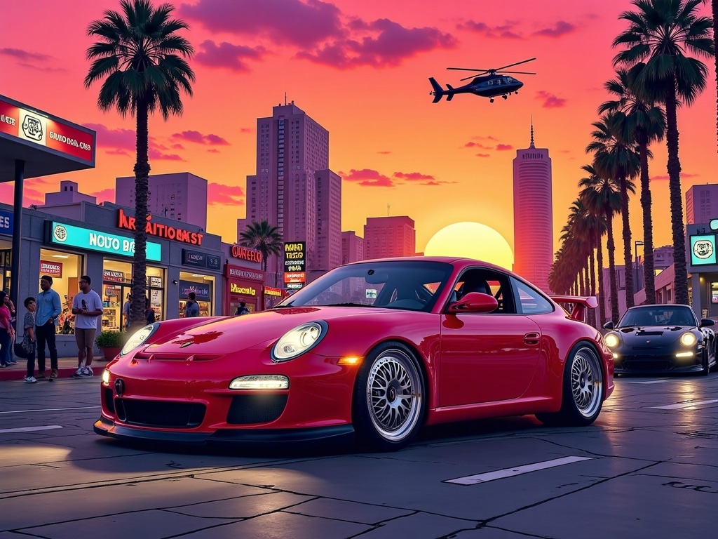 Porsche 911 GT3 transformed into GTA-style artwork